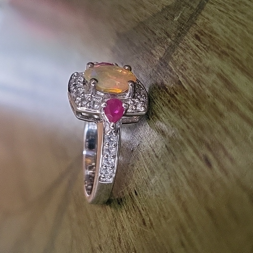 Genuine Opal/ Ruby Ring - image 3